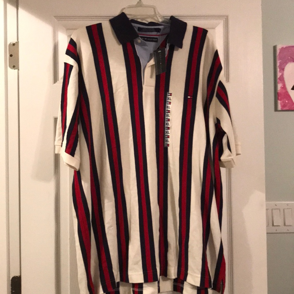 Men’s Tommy Hilfiger Stripes Golf Shirt Sz XL